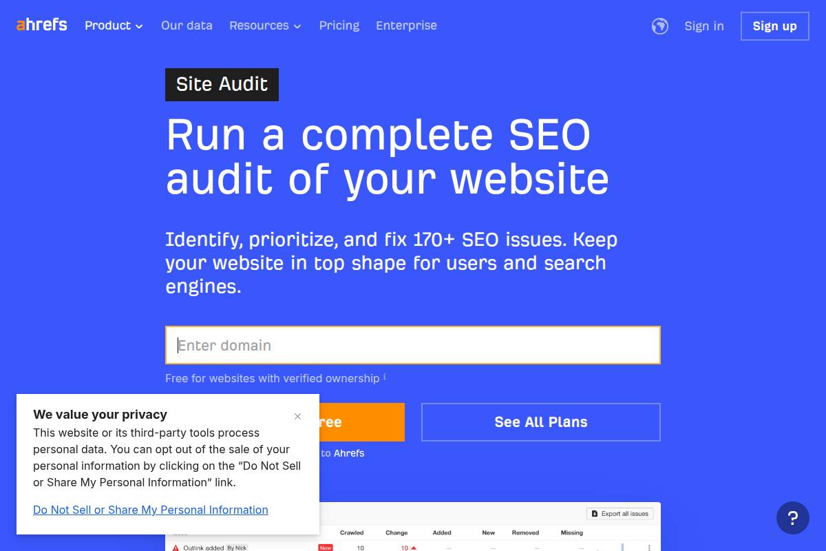 Ahrefs Site Audit