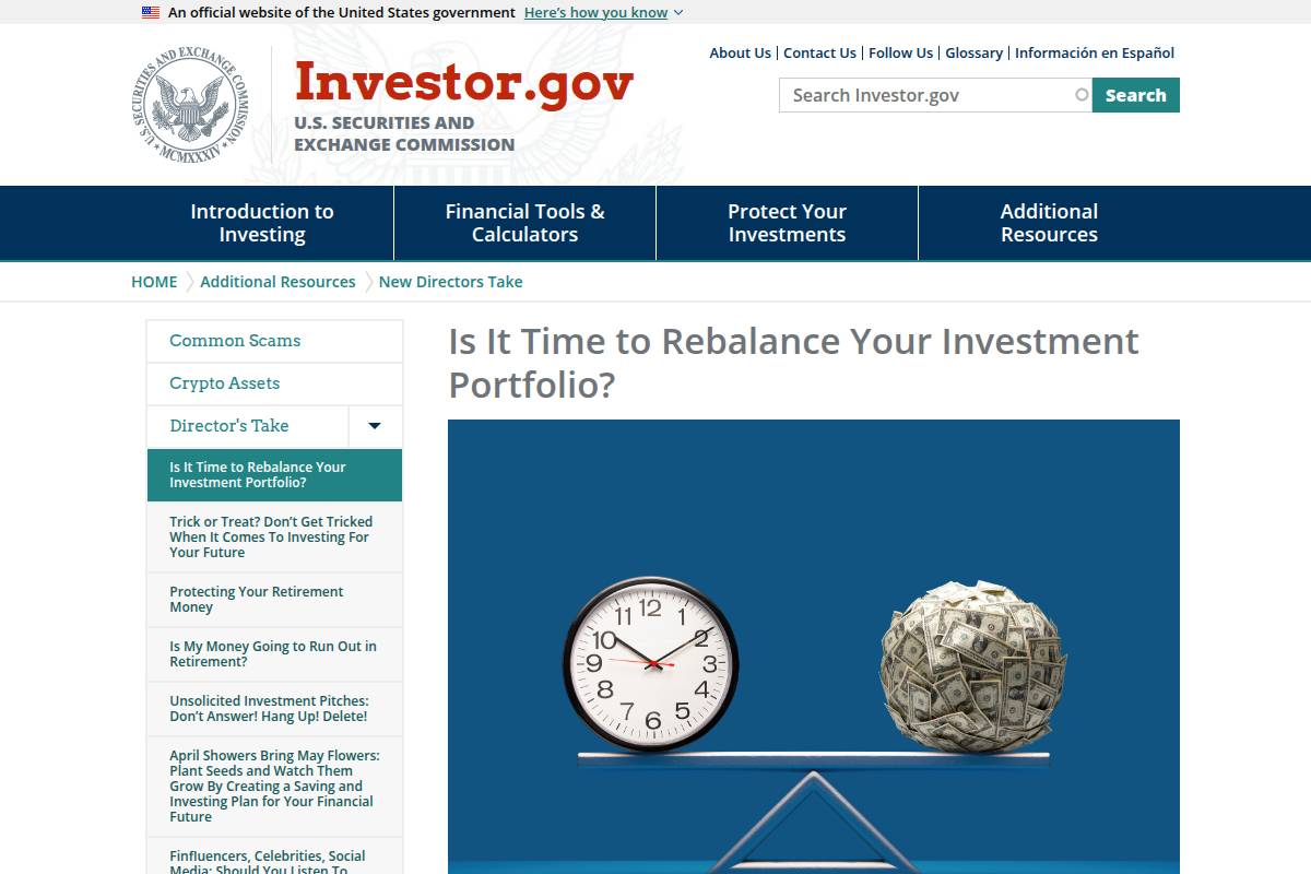 Rebalance Investments Annually